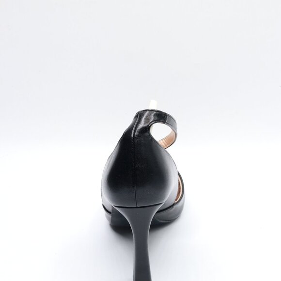 DANAZANA Women Chain Ankle Strap Flare Heels Women's Closed Toe Pumps Stilettos - Picture 4 of 4